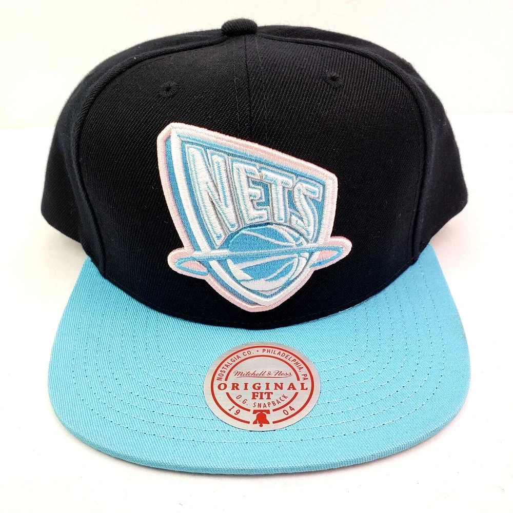 Mitchell & Ness NBA Brooklyn Nets Pastel Mens OS Black Lt Blue Pink Snapback Hat
